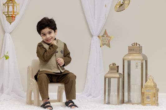 Green Suit with Raw Silk Vest