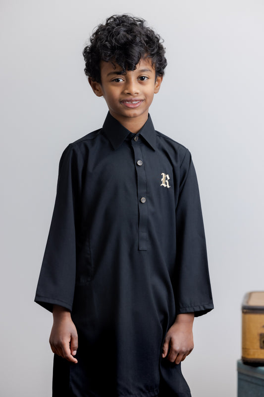 Black Suit With Collar Shirt