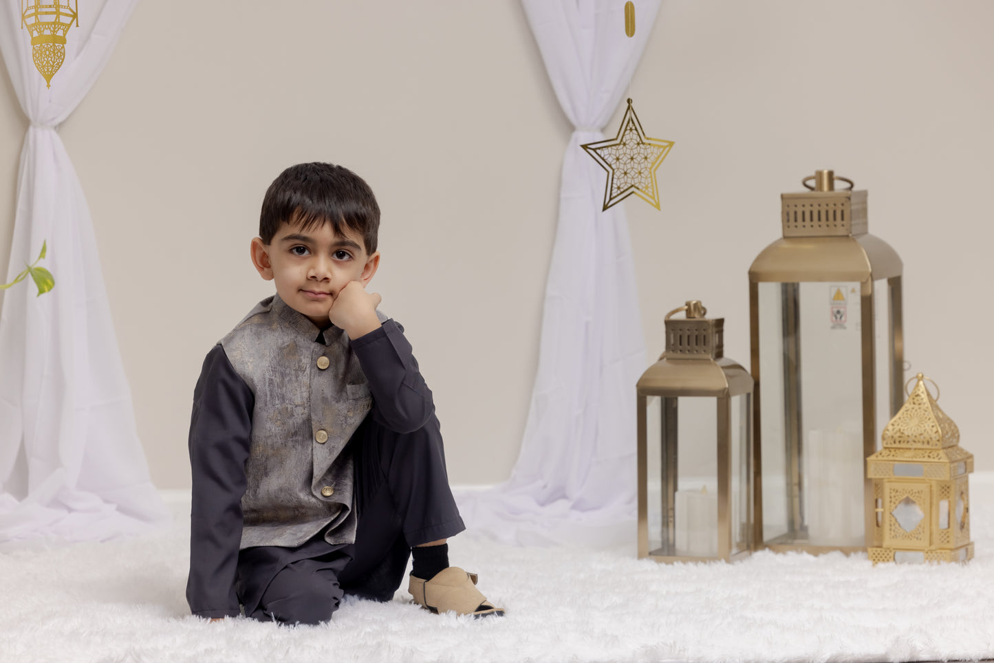 Grey Suit with Velvet Vest