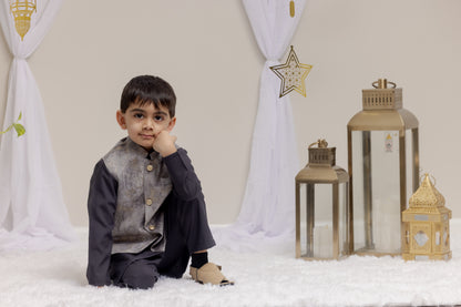 Grey Suit with Velvet Vest