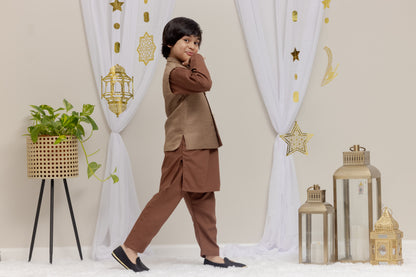 Brown Suit with Raw Silk Vest