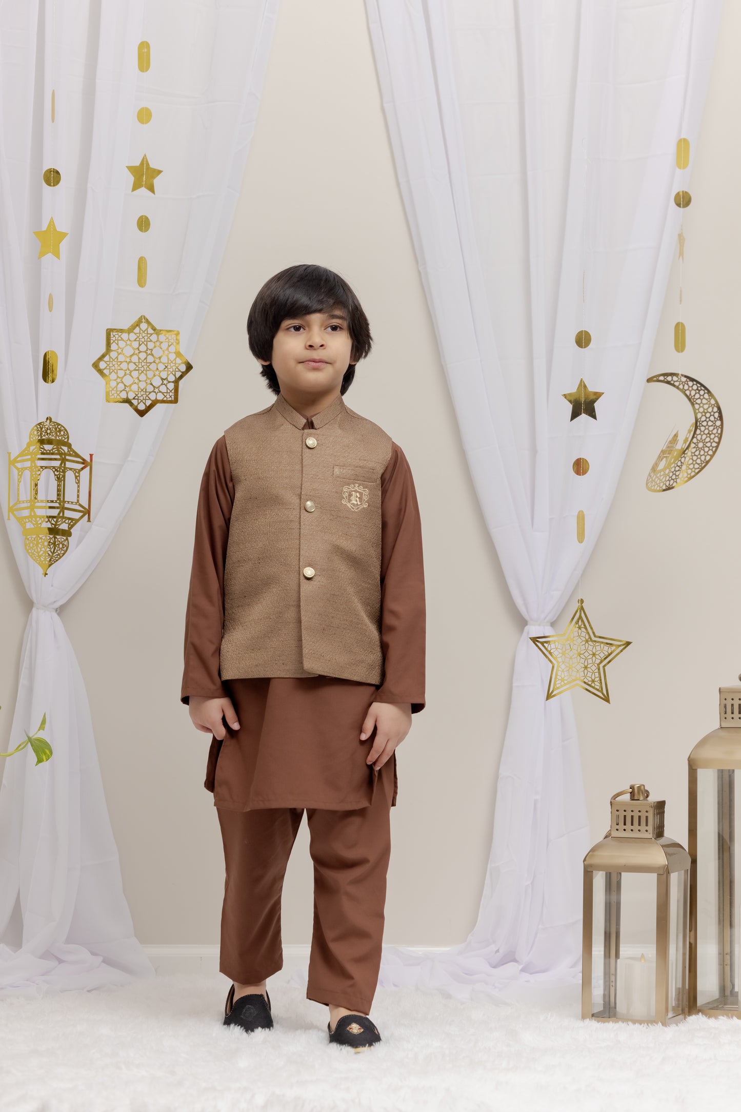 Brown Suit with Raw Silk Vest