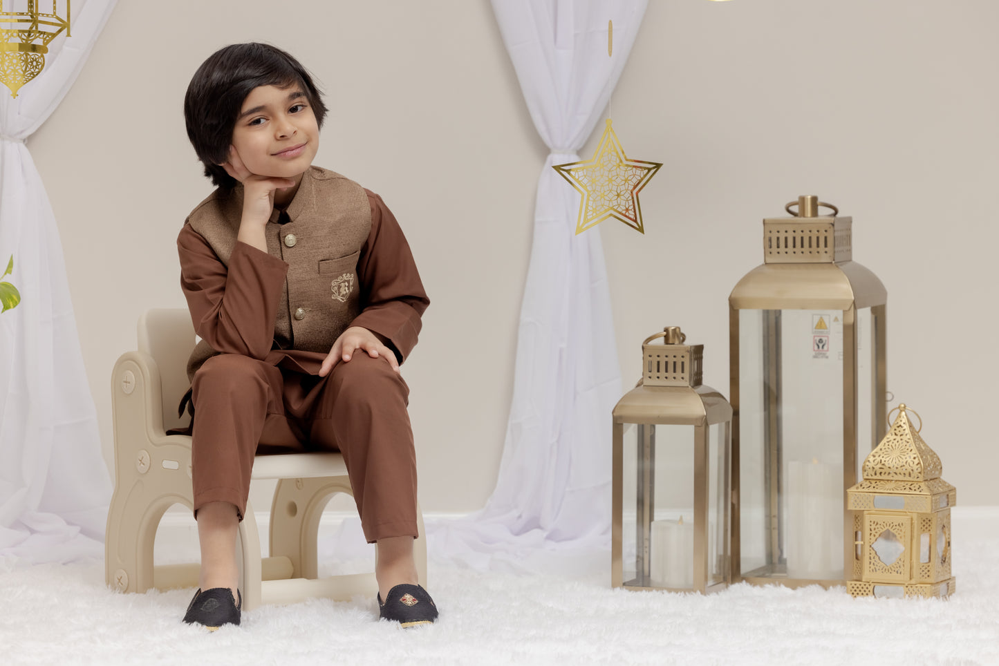 Brown Suit with Raw Silk Vest