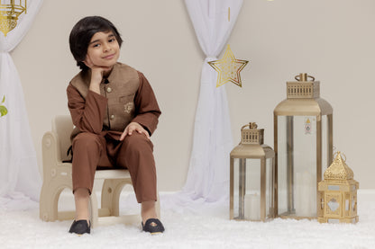 Brown Suit with Raw Silk Vest