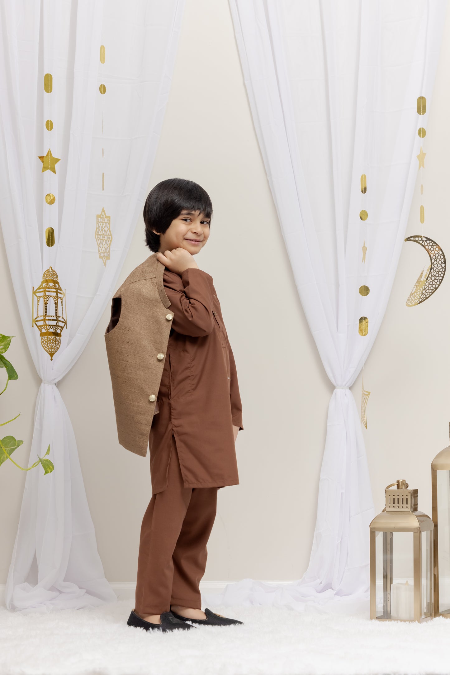 Brown Suit with Raw Silk Vest