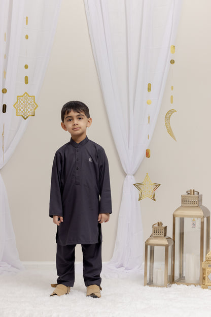 Grey Suit with Velvet Vest