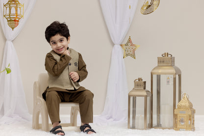 Green Suit with Raw Silk Vest