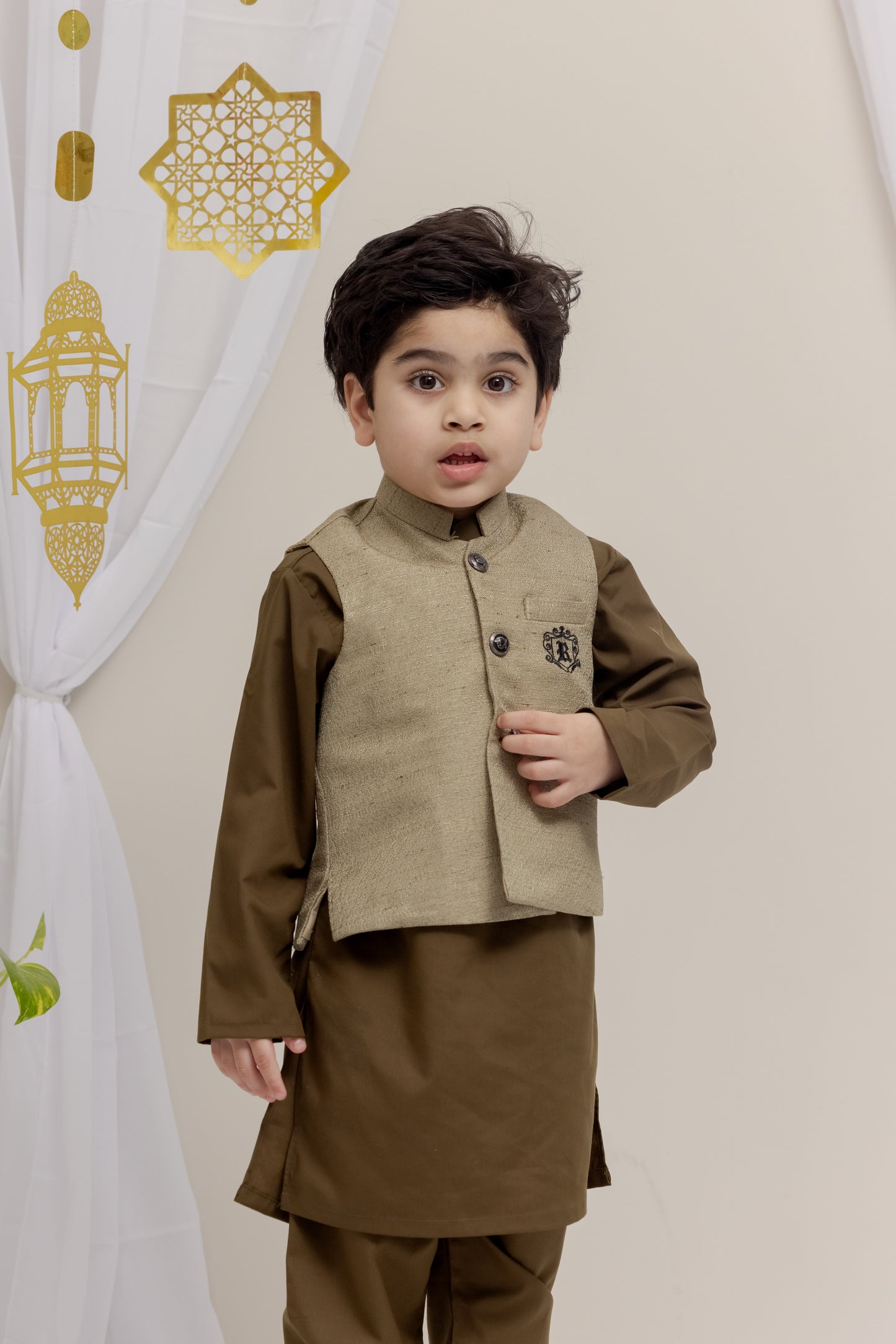 Green Suit with Raw Silk Vest