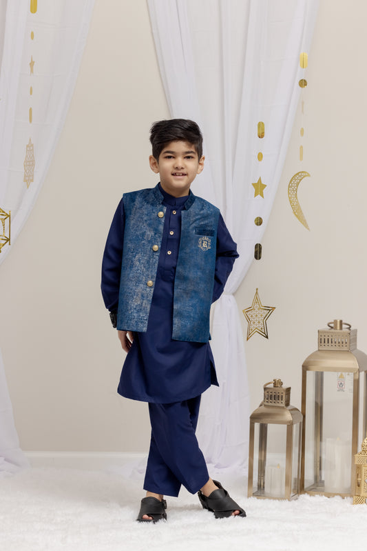 Royal Blue Suit with Velvet Vest