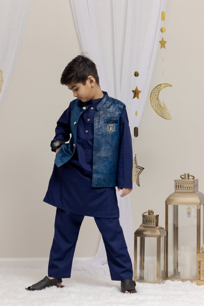 Royal Blue Suit with Velvet Vest