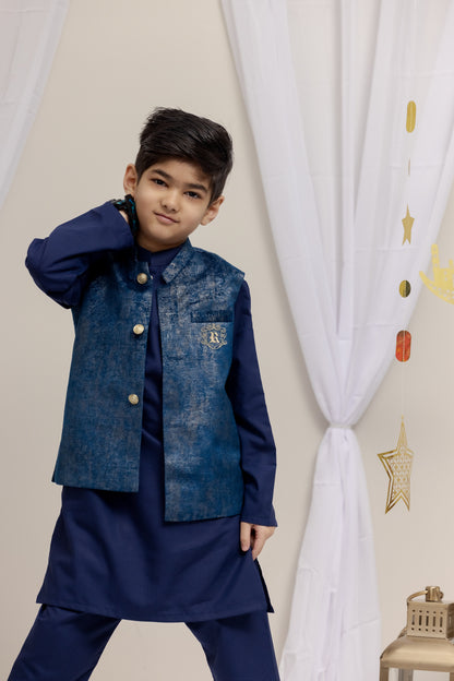 Royal Blue Suit with Velvet Vest